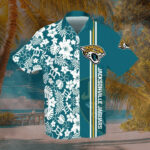 Sport-Team Jacksonville Jaguars Teal Flower Hawaiian Shirt Summer Aloha Shirt