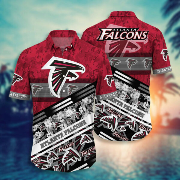Sport-Team Atlanta Falcons Red Silver Flower Hawaiian Shirt Summer Aloha Shirt