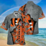 Sport-Team Cincinnati Bengals Grey Orange Hawaiian Shirt Summer Aloha Shirt