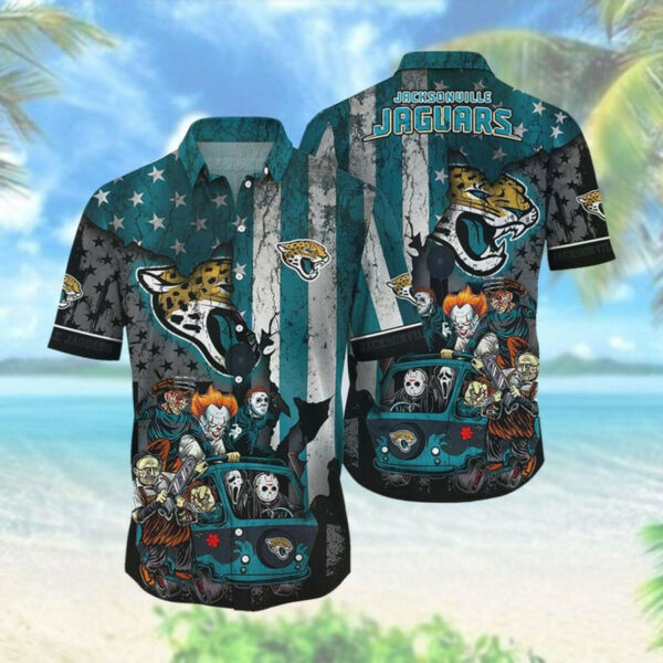 Sport-Team Jacksonville Jaguars Halloween America Flag Hawaiian Shirt Summer Aloha Shirt