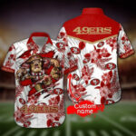 Sport-Team San Francisco 49ers Custom Name Red Flower White Fashhion Hawaiian Shirt Sport Team Aloha Shirt