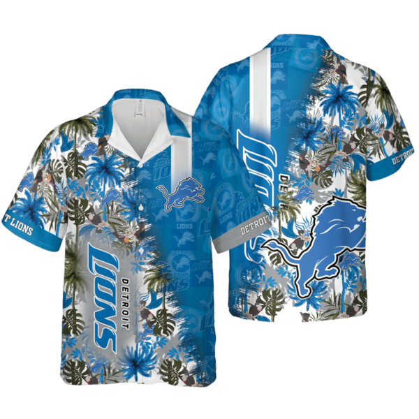 Sport-Team Detroit Lions Blue Silver Hawaiian Shirt V2 Summer Aloha Shirt