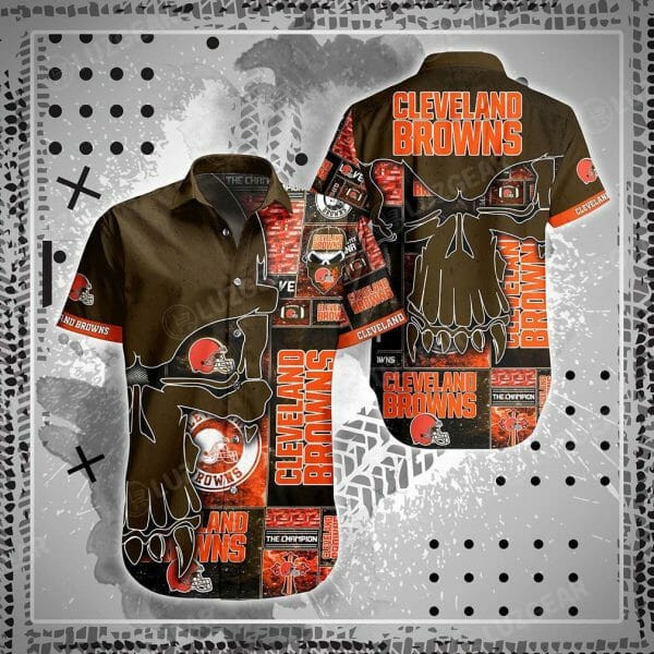 Sport-Team Cleveland Browns Punisher Skull Hawaiian Shirt Summer Aloha Shirt