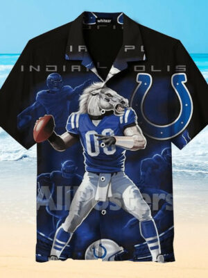 Sport-Team Indianapolis Colts Mascot Blue Hawaiian Shirt Summer Aloha Shirt