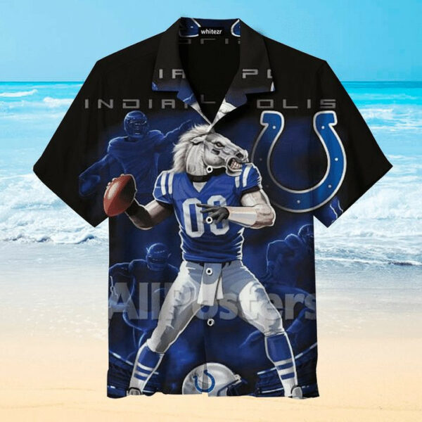 Sport-Team Indianapolis Colts Mascot Blue Hawaiian Shirt Summer Aloha Shirt