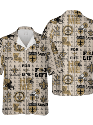 Sport-Team New Orleans Saints Golden Icon Logo Hawaiian Shirt Summer Aloha Shirt