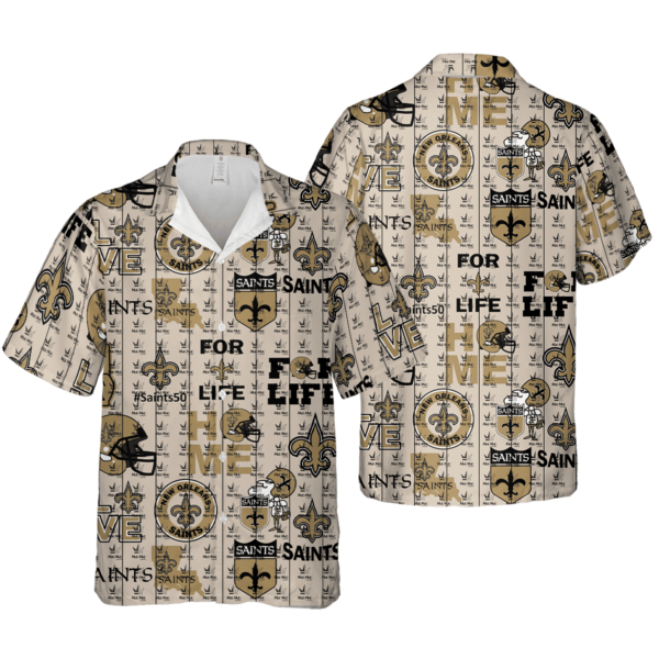 Sport-Team New Orleans Saints Golden Icon Logo Hawaiian Shirt Summer Aloha Shirt