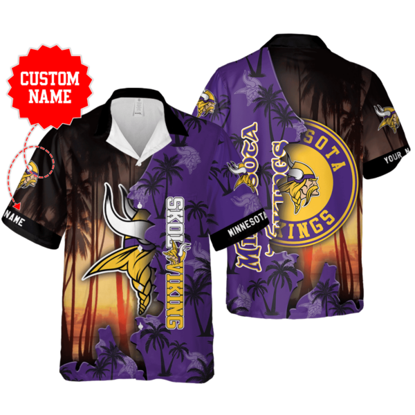 Sport-Team Minnesota Vikings Custom Name Coconut Purple Hawaiian Shirt Sport Team Aloha Shirt