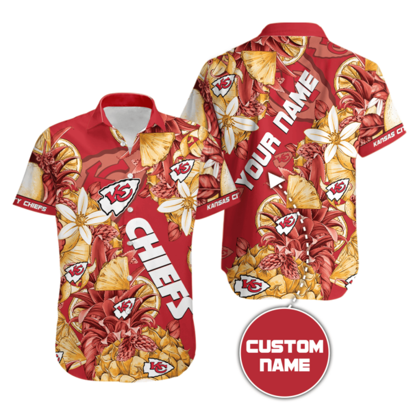 Sport-Team Kansas City Chiefs Custom Name Special Tropical Fruit Hawaiian Shirt Sport Team Aloha Shirt