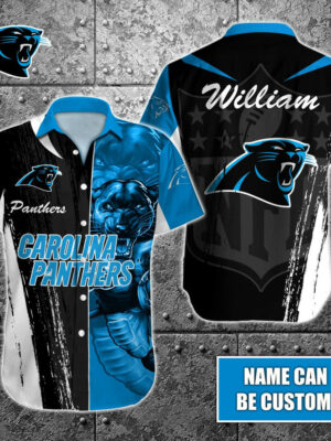 Sport-Team Carolina Panthers Custom Name Special Half Tone Mascot Hawaiian Shirt Sport Team Aloha Shirt