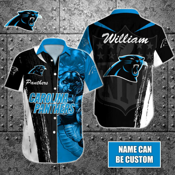 Sport-Team Carolina Panthers Custom Name Special Half Tone Mascot Hawaiian Shirt Sport Team Aloha Shirt