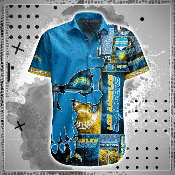 Sport-Team Los Angeles Chargers Blue Punisher Skull Hawaiian Shirt Summer Aloha Shirt