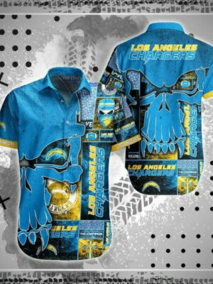 Sport-Team Los Angeles Chargers Blue Punisher Skull Hawaiian Shirt Summer Aloha Shirt