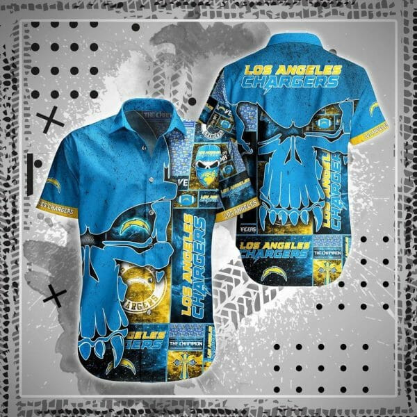 Sport-Team Los Angeles Chargers Blue Punisher Skull Hawaiian Shirt Summer Aloha Shirt