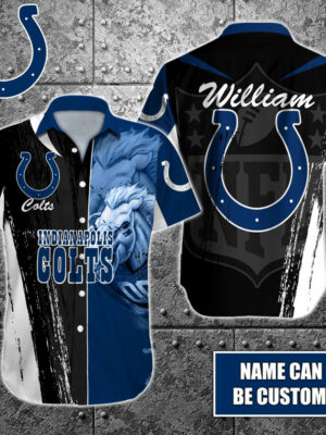 Sport-Team Indianapolis Colts Custom Name Special Half Tone Mascot Hawaiian Shirt Sport Team Aloha Shirt