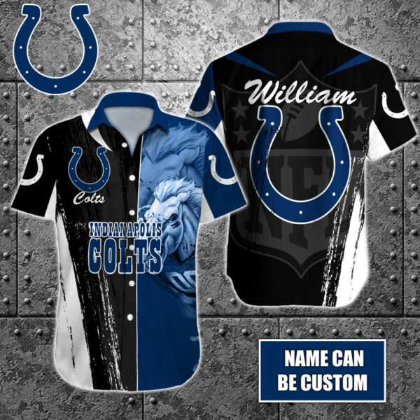 Sport-Team Indianapolis Colts Custom Name Special Half Tone Mascot Hawaiian Shirt Sport Team Aloha Shirt