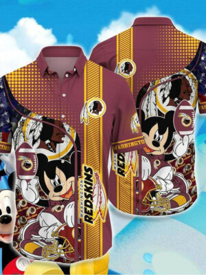 Sport-Team Washington Redskins Mickey Graphic For Fans Hawaiian Shirt Summer Aloha Shirt