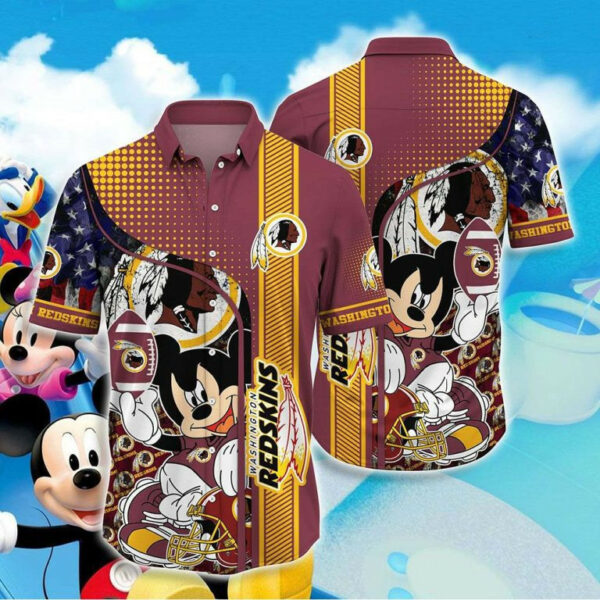 Sport-Team Washington Redskins Mickey Graphic For Fans Hawaiian Shirt Summer Aloha Shirt