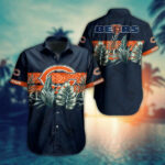 Sport-Team Chicago Bears Leaves In Orange Dark Blue Hawaiian Shirt Summer Aloha Shirt