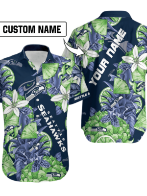 Sport-Team Seattle Seahawks Custom Name Special Tropical Fruit Hawaiian Shirt Sport Team Aloha Shirt