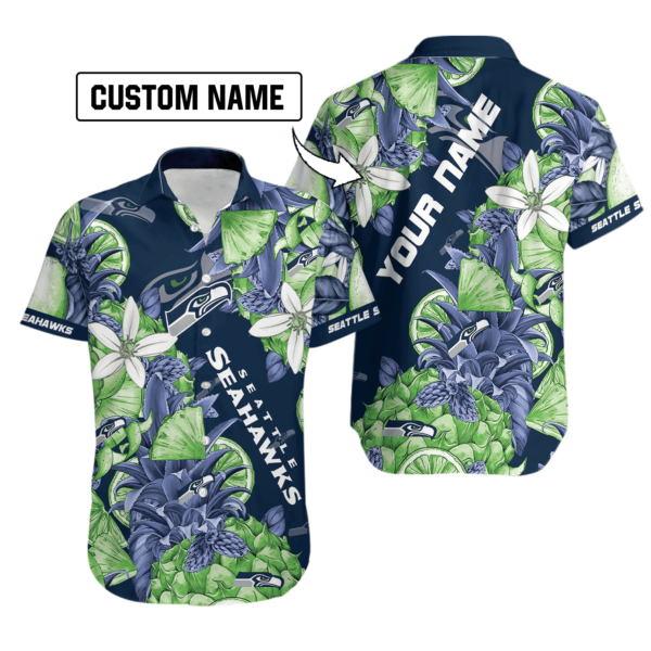 Sport-Team Seattle Seahawks Custom Name Special Tropical Fruit Hawaiian Shirt Sport Team Aloha Shirt