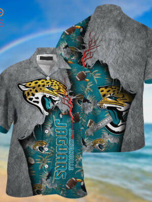 Sport-Team Jacksonville Jaguars Grey Teal Hawaiian Shirt Summer Aloha Shirt