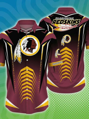 Sport-Team Washington Redskins Sleeve Button Down Samurai Hawaiian Shirt V6 Summer Aloha Shirt