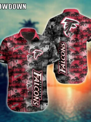 Sport-Team Atlanta Falcons Coconut Tree Red Silver Hawaiian Shirt Summer Aloha Shirt