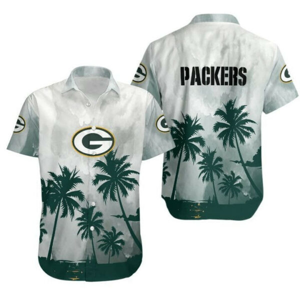 Sport-Team Green Bay Packers White Blue Tree Cloud Hawaiian Shirt Summer Aloha Shirt