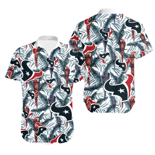 Sport-Team Houston Texans White Red Parrot Hawaiian Shirt Summer Aloha Shirt