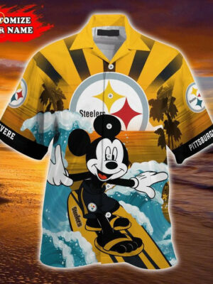 Sport-Team Pittsburgh Steelers Custom Name Mickey Hawaiian Shirt V2 Sport Team Aloha Shirt