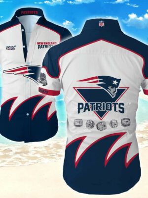 Sport-Team New England Patriots White Navy Blue Fashion Hawaiian Shirt Summer Aloha Shirt