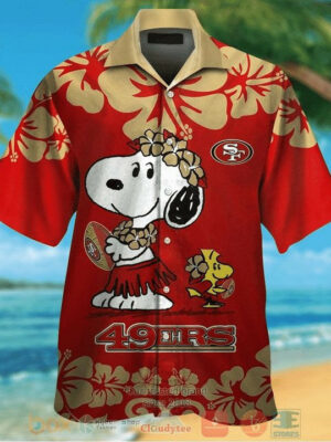 Sport-Team San Francisco 49ers Red Snoopy In Beach Hawaiian Shirt Summer Aloha Shirt