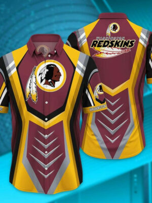 Sport-Team Washington Redskins Sleeve Button Down Samurai Hawaiian Shirt V8 Summer Aloha Shirt