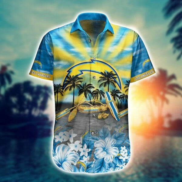 Sport-Team Los Angeles Chargers Coconut Tree Blue Hawaiian Shirt Summer Aloha Shirt