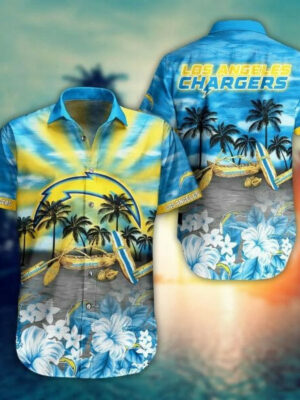 Sport-Team Los Angeles Chargers Coconut Tree Blue Hawaiian Shirt Summer Aloha Shirt