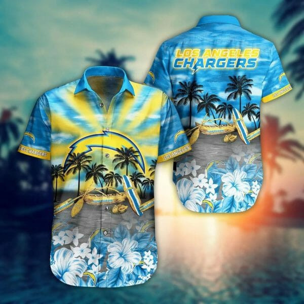 Sport-Team Los Angeles Chargers Coconut Tree Blue Hawaiian Shirt Summer Aloha Shirt