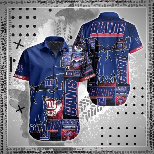 Sport-Team New York Giants Punisher Skull Navy Blue Hawaiian Shirt Summer Aloha Shirt