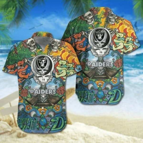 Sport-Team Las Vegas Raiders Skull Hawaiian Shirt Summer Aloha Shirt