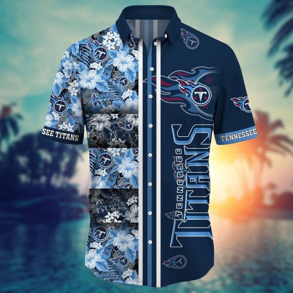 Sport-Team Tennessee Titans Tropical Navy Blue Hawaiian Shirt Summer Aloha Shirt