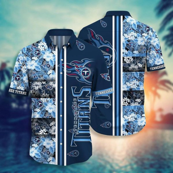 Sport-Team Tennessee Titans Tropical Navy Blue Hawaiian Shirt Summer Aloha Shirt