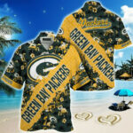 Sport-Team Green Bay Packers Yellow Cover Green Text Hawaiian Shirt Summer Aloha Shirt