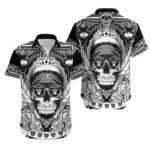 Sport-Team Las Vegas Raiders Skull Black White Hawaiian Shirt Summer Aloha Shirt