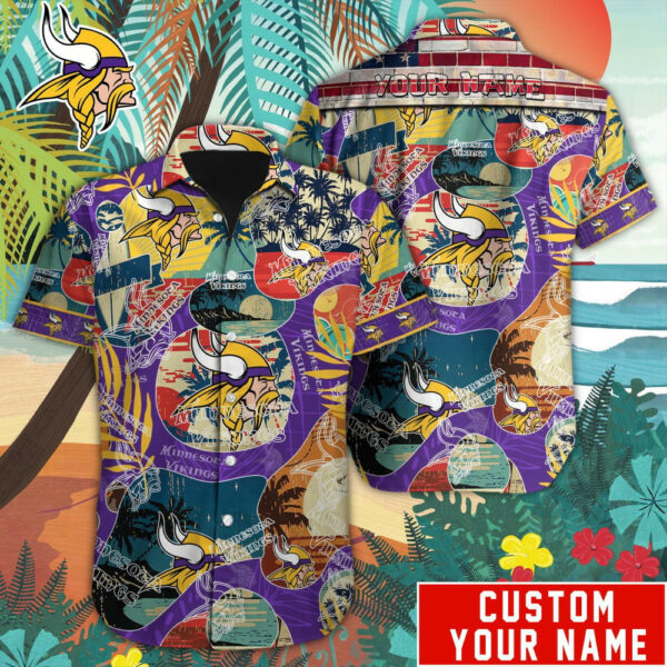 Sport-Team Minnesota Vikings Custom Name Special Vintage Style Hawaiian Shirt Sport Team Aloha Shirt