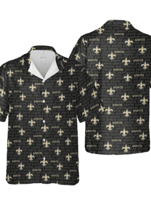 Sport-Team New Orleans Saints Black Golden Multi Small Logo Hawaiian Shirt Summer Aloha Shirt
