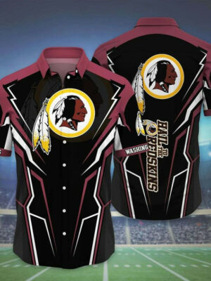 Sport-Team Washington Redskins Sleeve Button Down Samurai Hawaiian Shirt V10 Summer Aloha Shirt