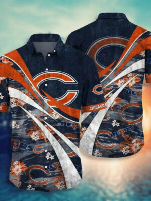 Sport-Team Chicago Bears Short Orange White Curve In Dark Hawaiian Shirt Summer Aloha Shirt