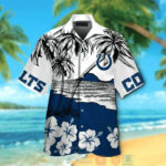 Sport-Team Indianapolis Colts Coconut Tree Blue Hawaiian Shirt Summer Aloha Shirt