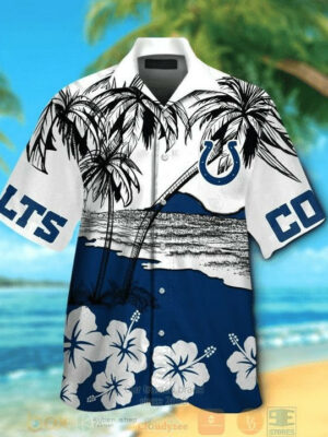 Sport-Team Indianapolis Colts Coconut Tree Blue Hawaiian Shirt Summer Aloha Shirt