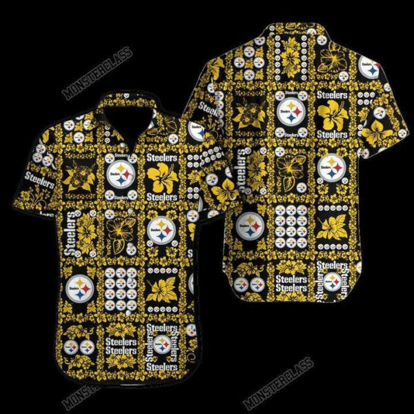 Sport-Team Pittsburgh Steelers Golden Black Gomoku Hawaiian Shirt Summer Aloha Shirt